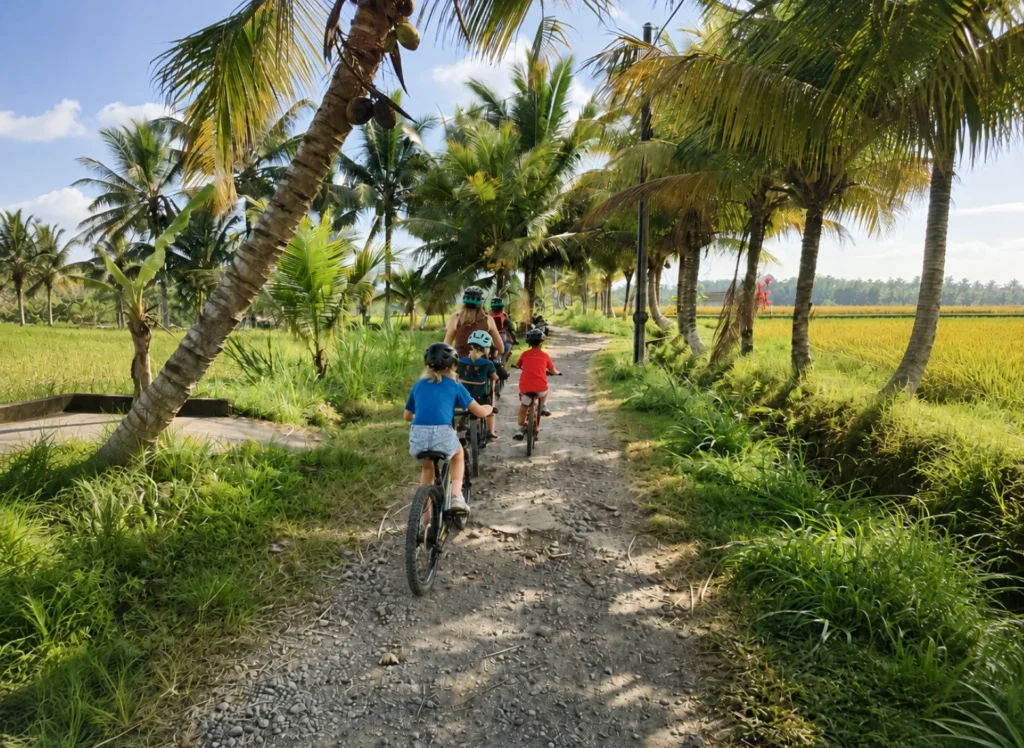 Subak rice field cycling in Ubud